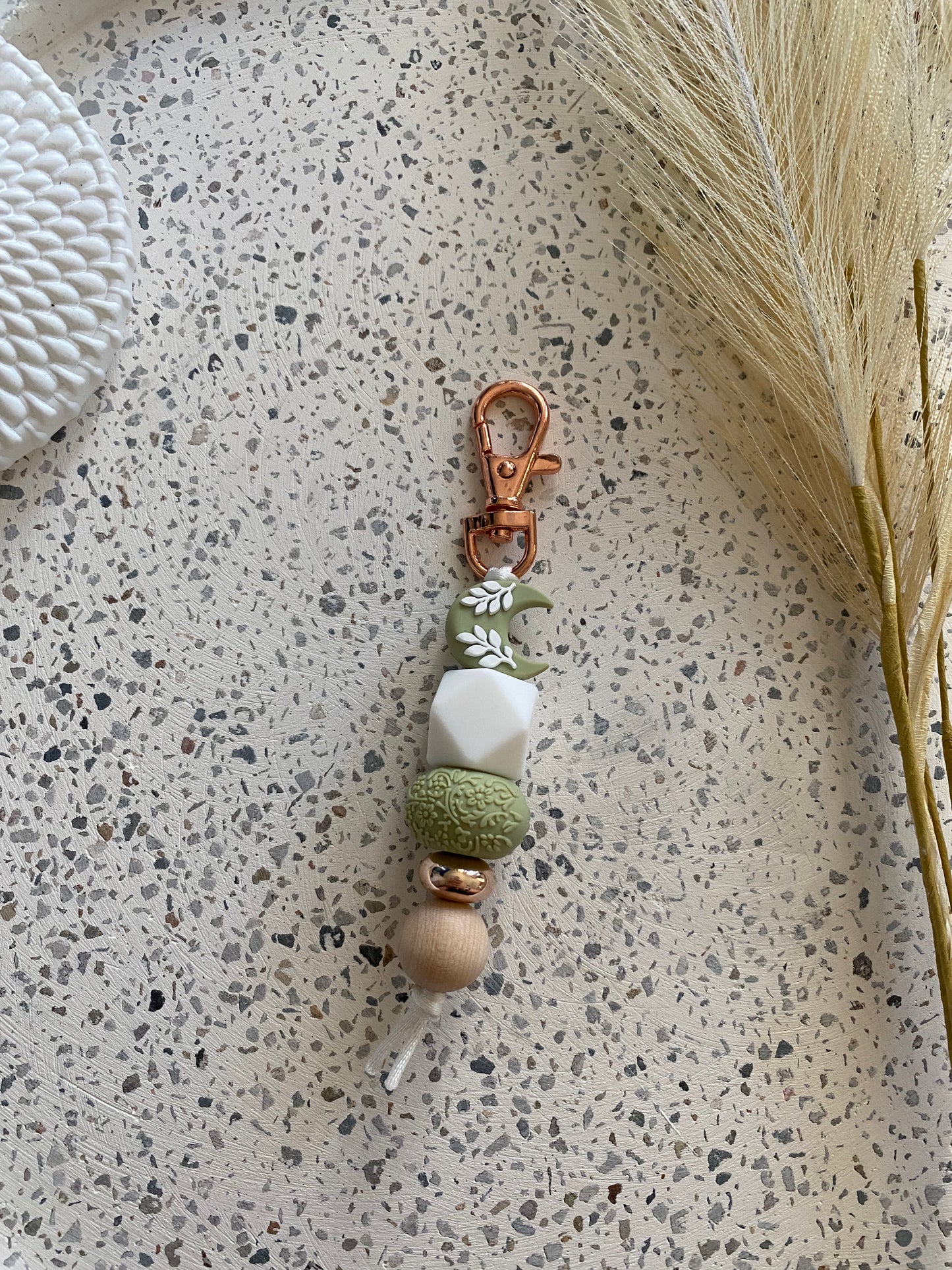 Crescent Moon - Green Keyring