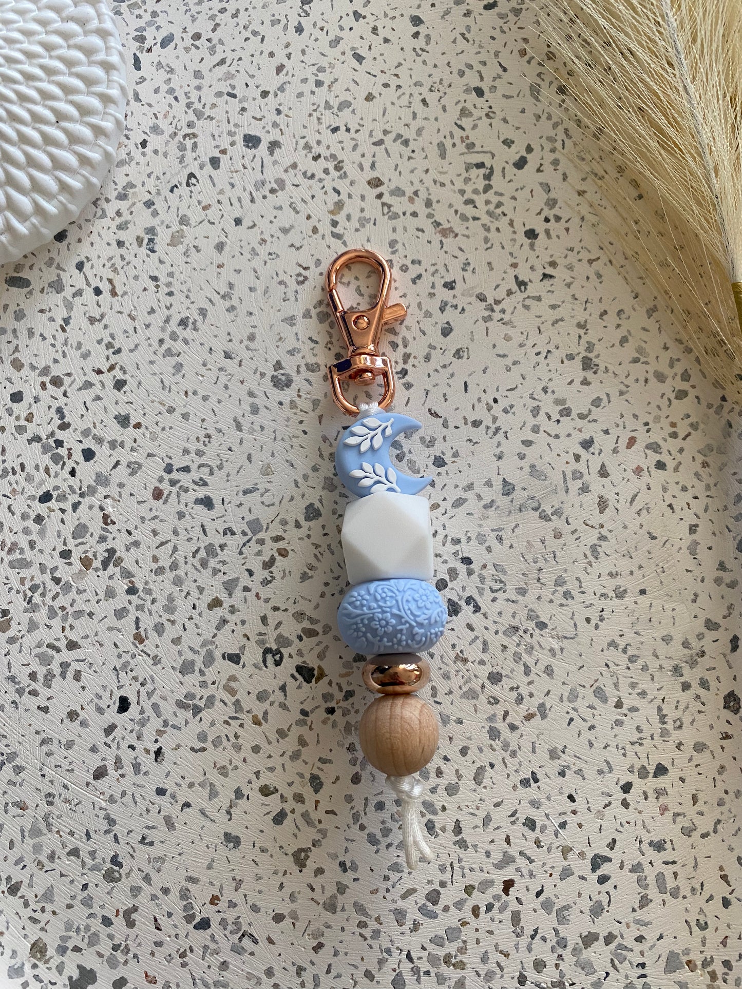 Crescent Moon - Baby Blue Keyring