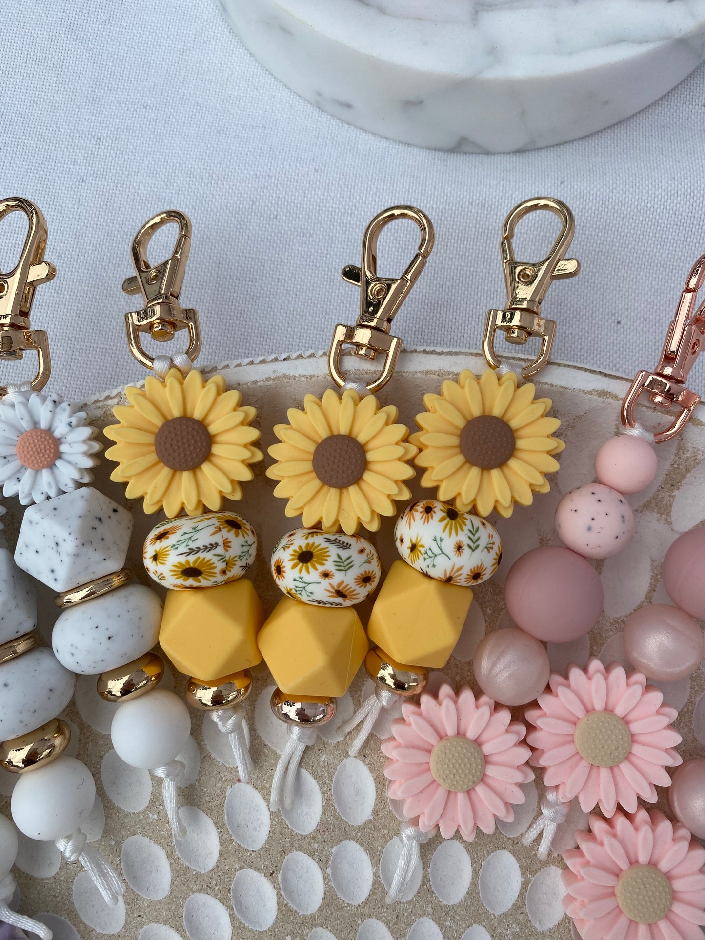 Yellow Flower Power Keyring