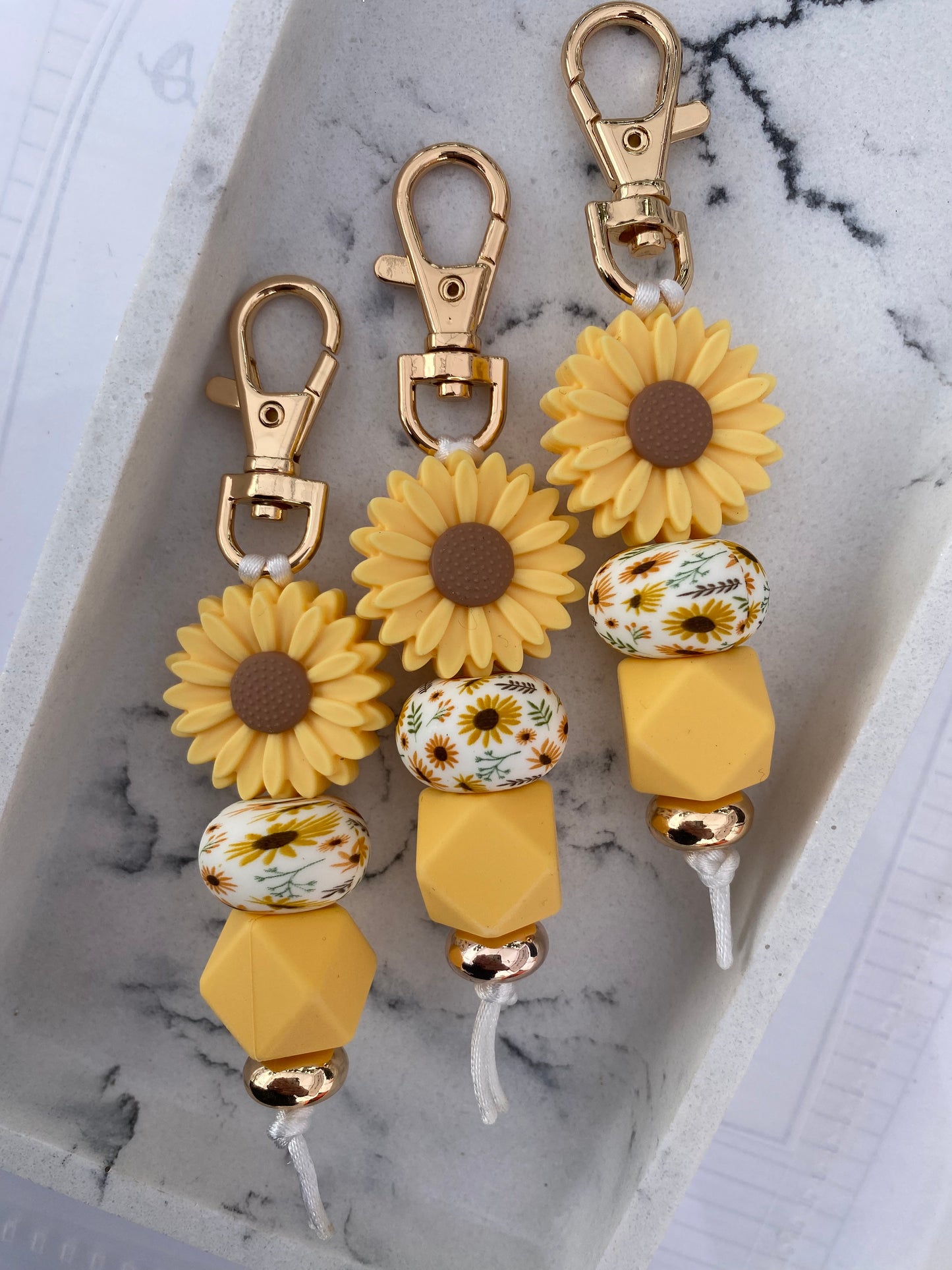 Yellow Flower Power Keyring