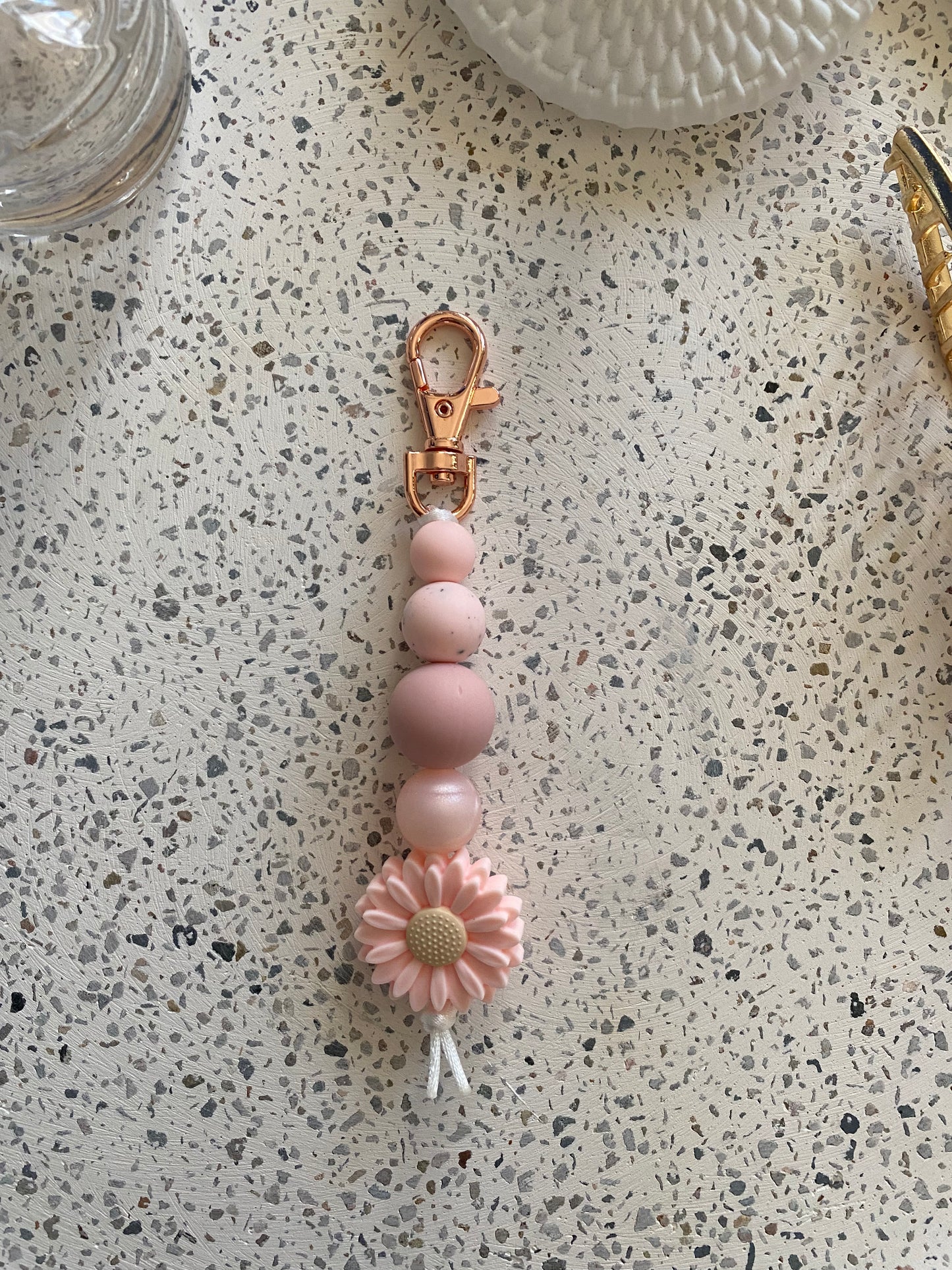 Pink Daisy Keyring