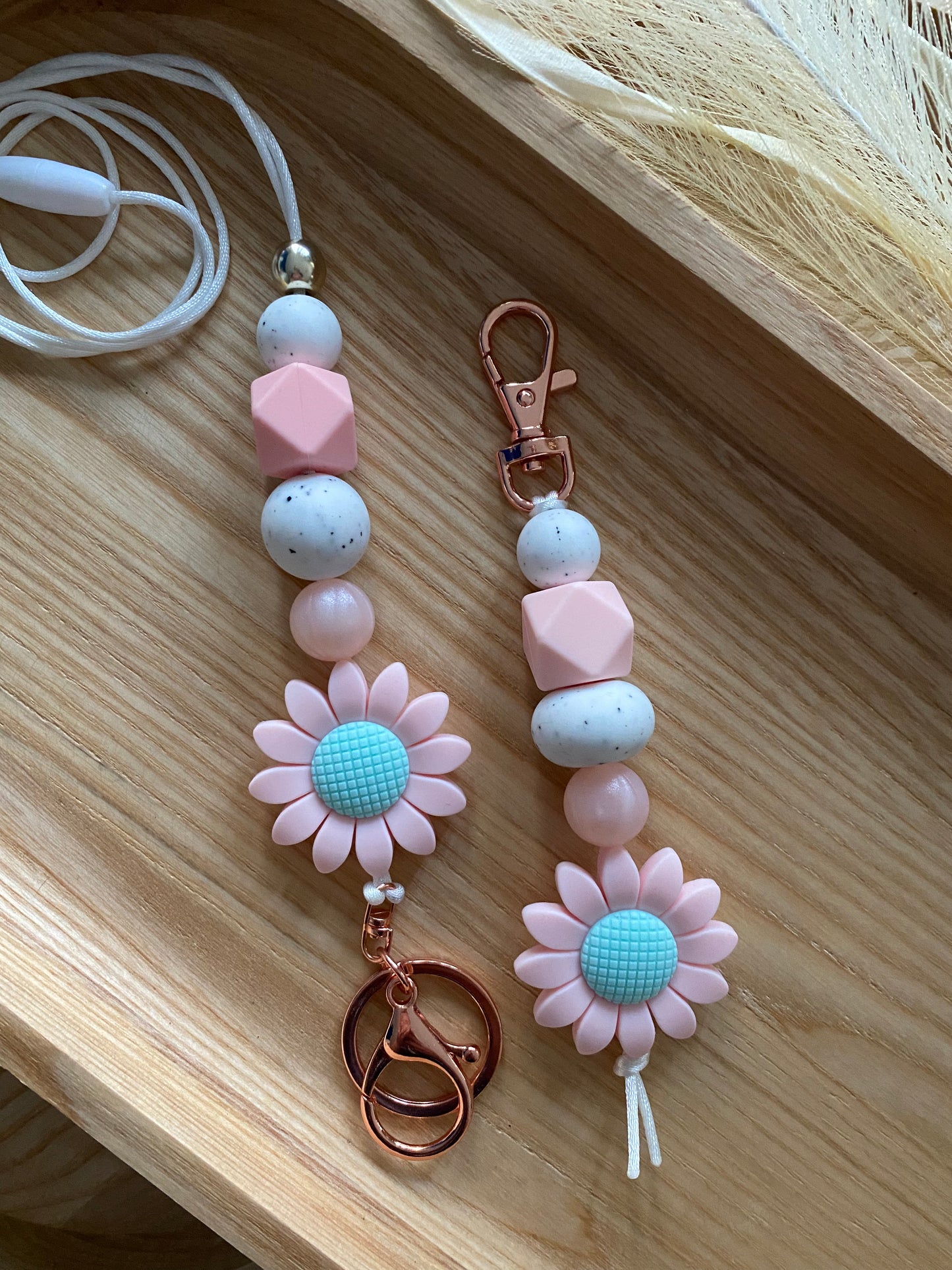 Pink Sunflower Lanyard