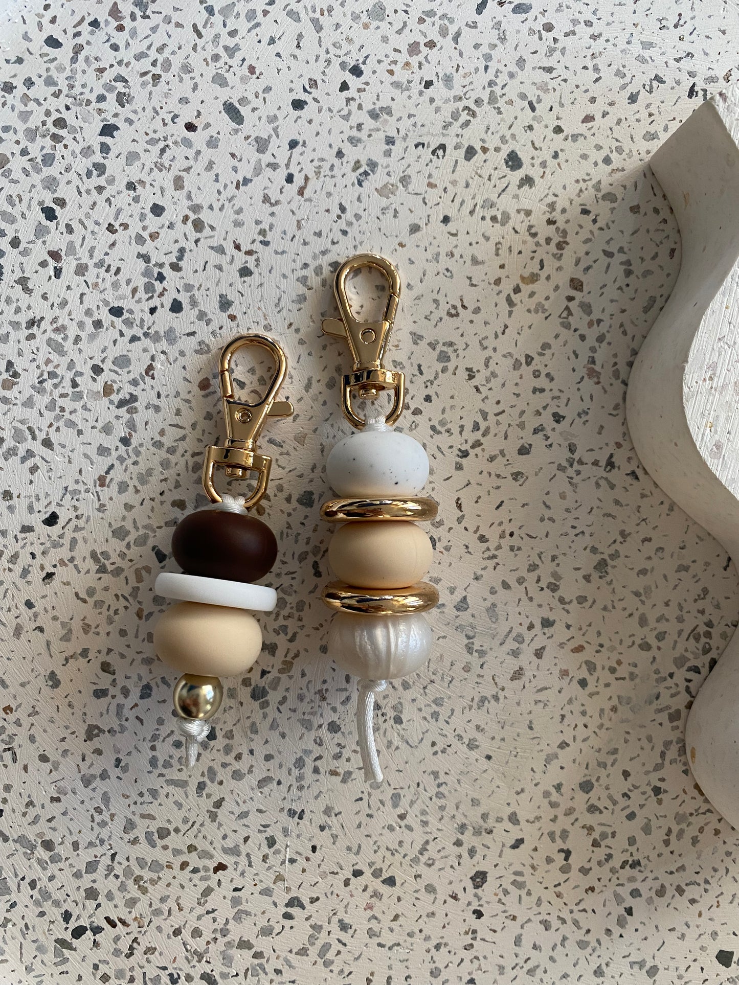 Cream Abacus Trio Keyring