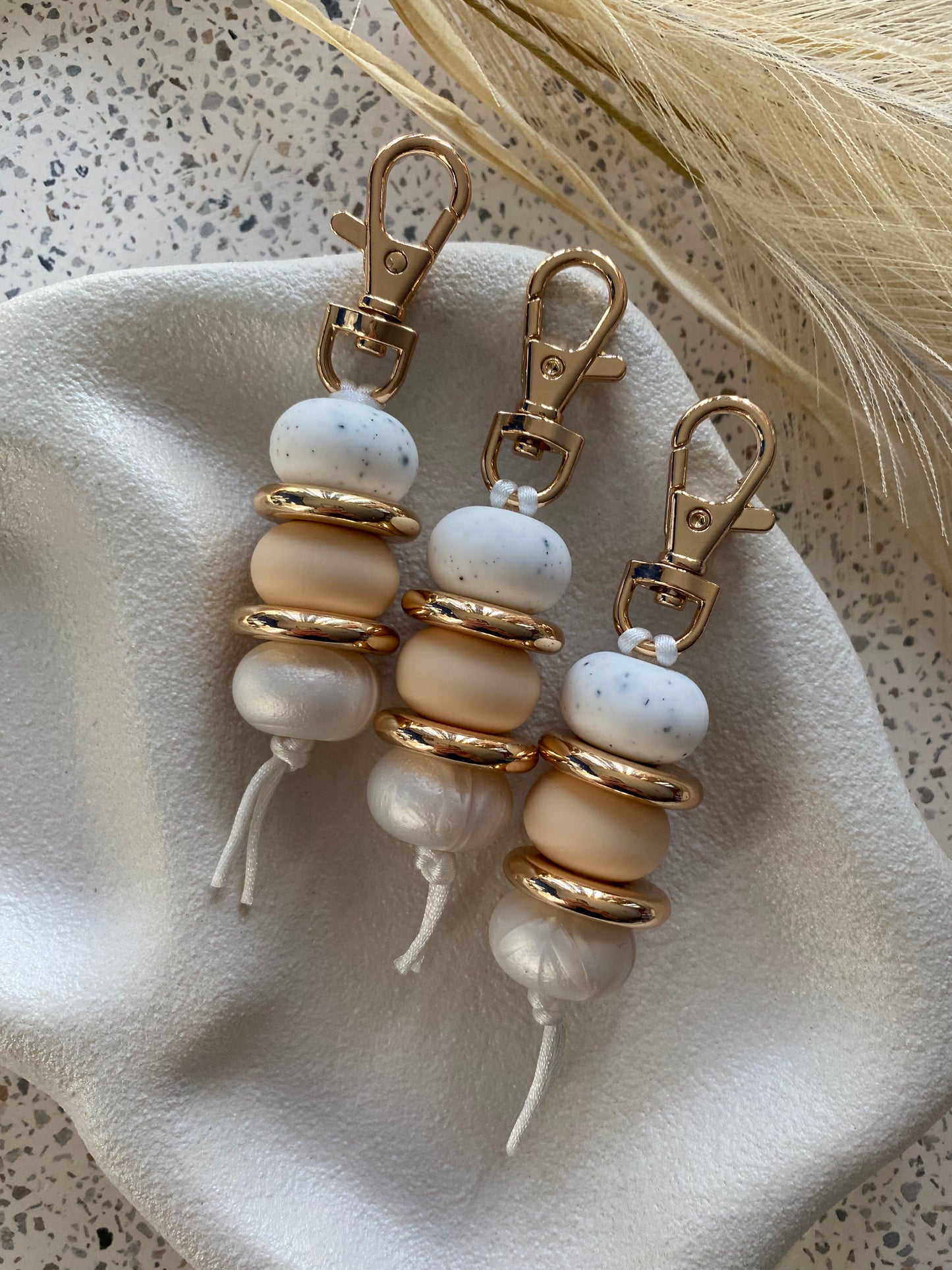 Cream Abacus Trio Keyring