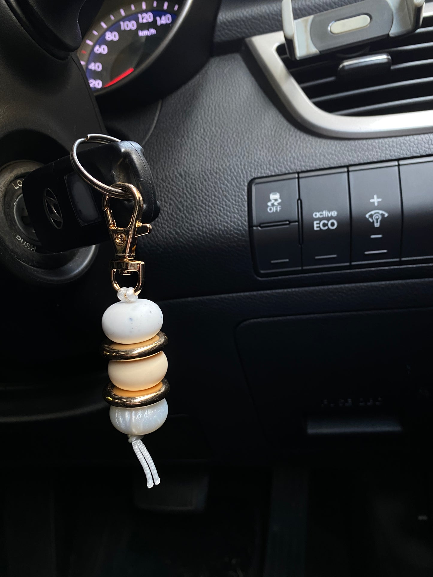 Cream Abacus Trio Keyring