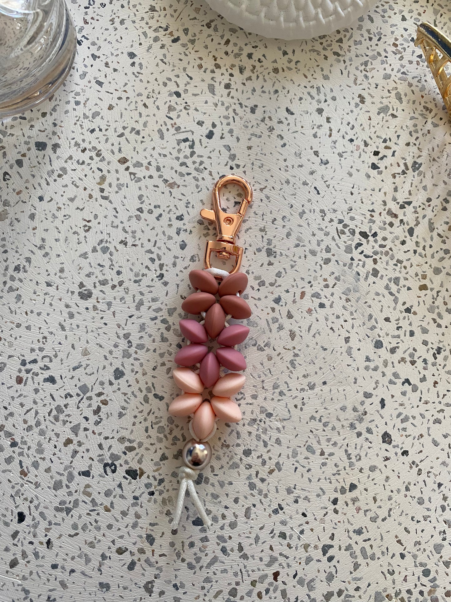 Pink Ombre Flower Keyring