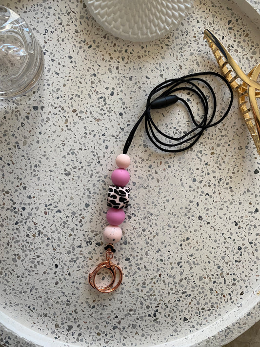 Pink Leopard Lanyard