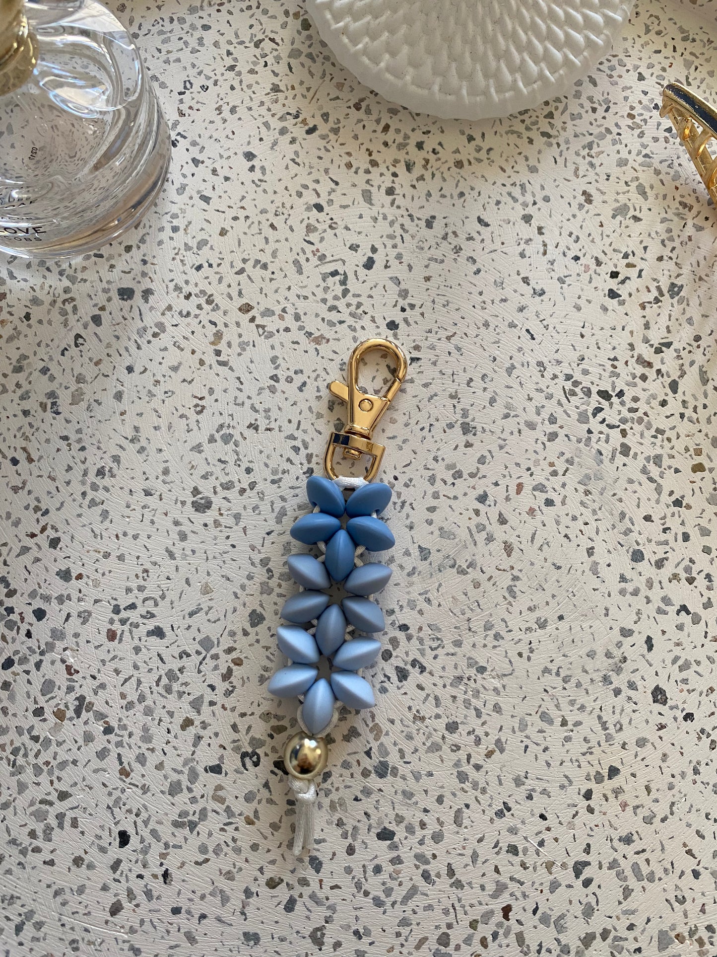 Blue Ombre Flower Keyring